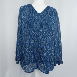 Coldwater Creek Longsleeve Print Button Front Top